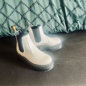 White Chelsea Boots with Black Soles